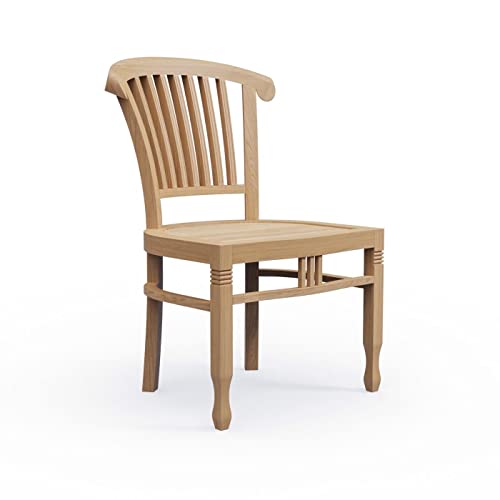 KMH Chaise de jardin en teck colonial sans accoudoirs - Style colonial - En teck - Pour balcon, jardin, terrasse - Résistant aux intempéries - En bois - Pour extérieur, balcon, terrasse