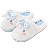 Ohjijinn Kawaii Slipper, Women's White Cloud Indoor Shoes (8 US, Medium)