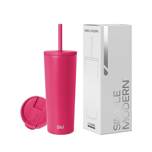 Image of Simple Modern Insulated Tumbler with Lid and Straw | Iced Coffee Cup Reusable Stainless Steel Water Bottle Travel Mug | Gifts for Women Men Her Him | Classic Collection | 24oz | Berry Twist