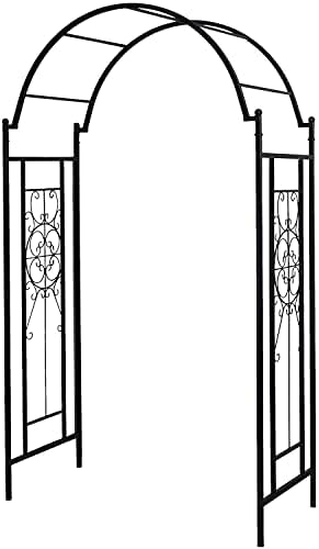 MOOFAR Metal Garden Heavy-Duty Arch Arbor Trellis Arbour Archway for Climbing Plants Roses Vines Support Rack, Outdoor Lawn Backyard Patio Wedding Party Ceremony Decoration, Matte Black