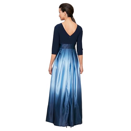 Image of S.L. Fashions Women's 3 /4 Sleeve Long Satin Mother of the Bride Dress with Pockets, Formal Party Gown