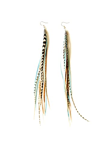 Bohemian handmade long lightweight feather dangle earrings for women