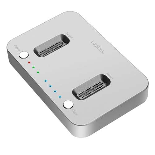 Base de conexión USB 3.2 LogiLink QP0033 para SSD M.2 NVMe con clonación offline color plateado