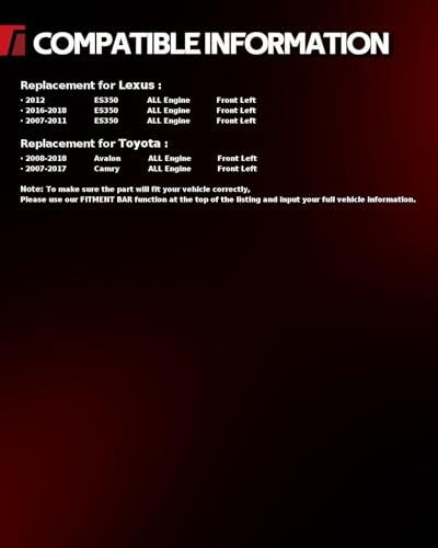 Image of Torchbeam Front Brake Caliper Left for Toyota 2007-2017 Camry, Lexus 2007-2012 2016-2018 ES350, Toyota 2008-2018 Avalon, Front Left Caliper Replace # 19B3128