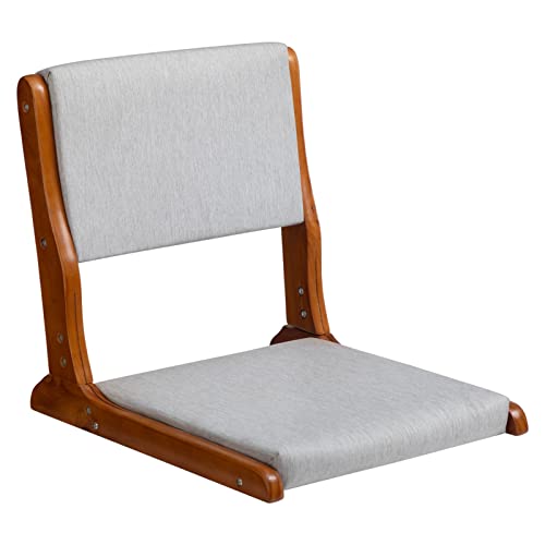 HollyHOME Floor Chair with Back Support, Foldable Japanese Style Floor Chair, Wood Legless Tatami Chair with Cushion, Accent Meditation Floor Seat for Bay Window, Living Room, Bedroom, Grey by HollyHOME - Used condition - Image 8