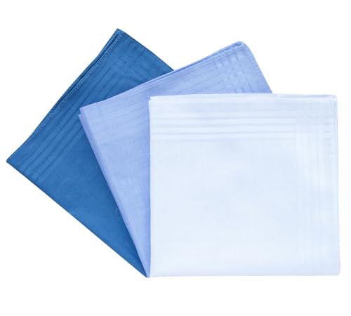 Image of 3-Pk Mens Cotton White Pocket Square with Color Border(10 Colors)