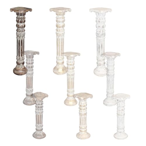Oriental Galerie Säule Blumensäule Dekosäule Ständer Sockel Podest Blumenständer Holz Modell Batya in verschiedenen Größen und Farben, Säulen Variante Antik:Braunwash 100 cm