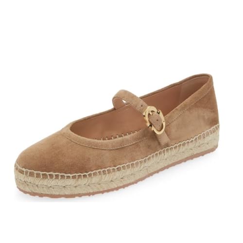 Espadrilles Mary Jane Flats for Women Round Toe Espadrill Flats Platform Suede Casual Flats Shoes2