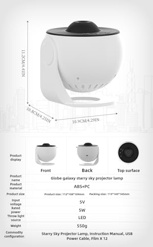 Lancoon HD Sternenprojektor Kinder Galaxielicht Einstellbarer Knopf 13 Wechselsterne Deckenprojektion Astronomiegeschenk