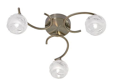 Lustre 3 feux Korra Oaks Lighting en laiton vieilli pour ambiance chaleureuse