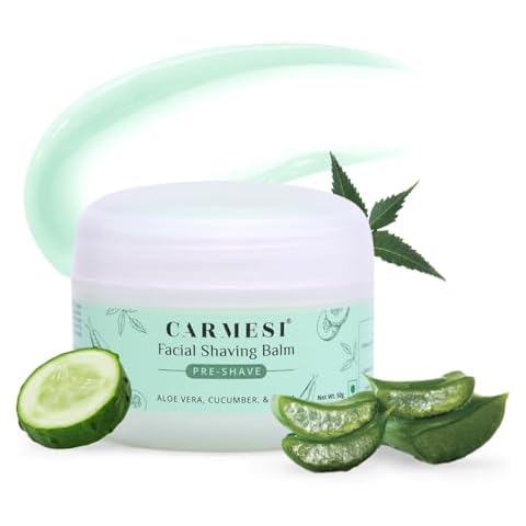 Carmesi Facial Shaving Gel for Women | Prevents Nicks, Cuts, Ingrown Hair & Razor Bumps | Soothes Dry Skin | Pre Shave Balm for Sensitive Skin | 1.76 Oz/50g Cover