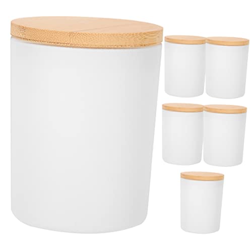 Angoily 6sets Contenitori Per Candele in Vetro Con Coperchi in Bambù Barattoli Vuoti Per Realizzare Candele Fai Da Te Per Profumate Aromaterapia Decorazioni Domestiche e Regali