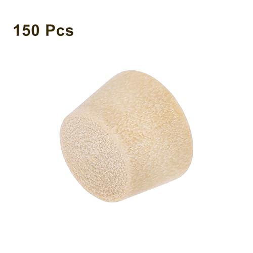 Image of uxcell 150Pcs Wood Button Plugs, 9mm /0.35 inch Flat Head Hardwood Screw Hole Plug Wooden Caps Buttons Wood Plug for Furniture Woodworking Craft Decor (10.5mm x 9mm)