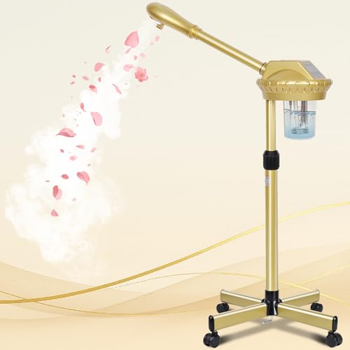 Professional Facial Steamer on Wheels,Gold Ozone Steamer for Face with