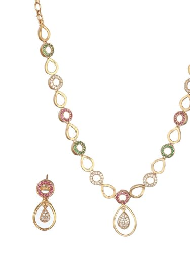 Juego de joyas chapadas en oro DMZ-2827 con circonitas talla S 4