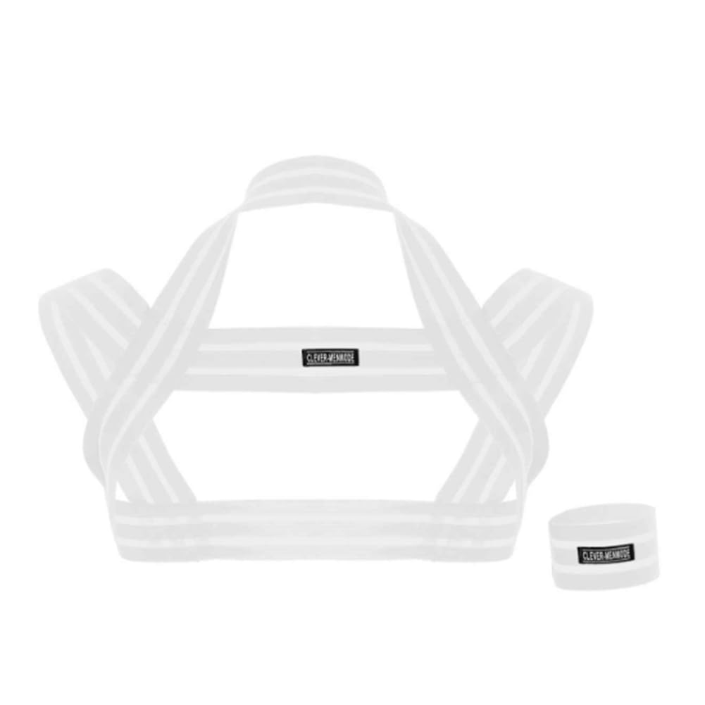 JPXJGT Men's Nylon Body Chest Harness Lingerie Costumes Elastic Shoulder Support Brace Sexy Bandage Cosplay Leotard Prom Show (Size:One Size,Color:White)