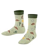 FALKE Unisex Kinder Little Cowboy K So Baumwolle Gemustert Socken, Grün Jade 7376, 23-26
