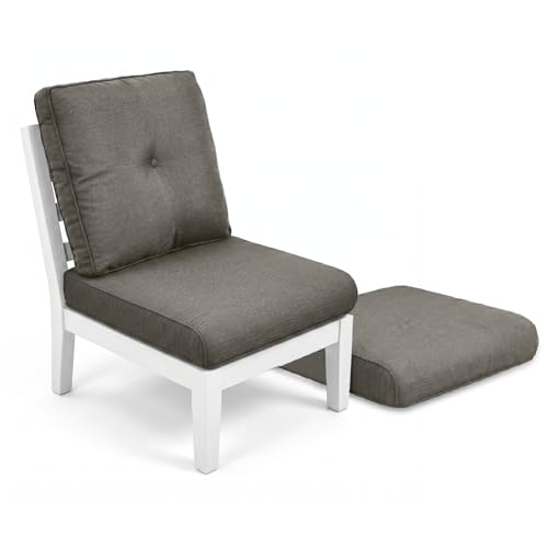 Image of Outdoor Chair Cushions-Patio Chair Cushions Set of 2 with Removable Cover 22 X 24 Inch Outdoor Cushions for Patio Furniture Chair Sofa Couch-Grey