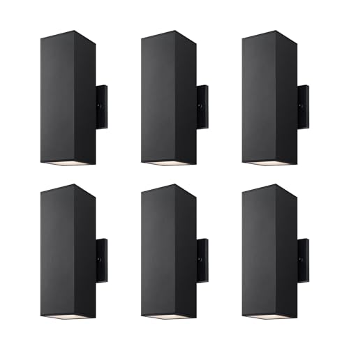 Image of mirrea 12 inch Modern Outdoor Porch Light in 2 Lights, Matte Black, 6 Pack