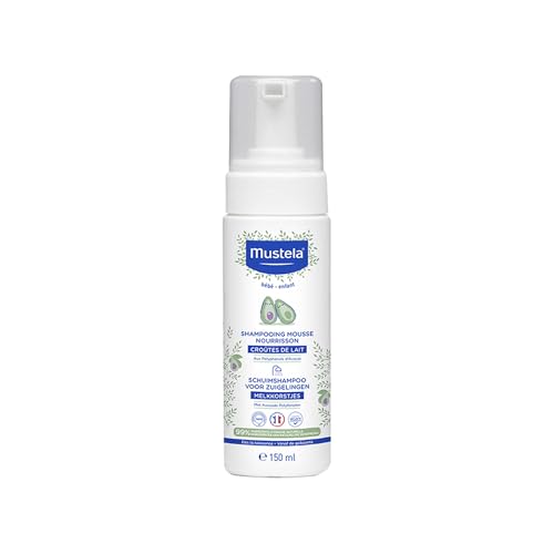 Mustela Shampoo delicato in mousse (150ml) - Detergente delicato per adatto a bambini e tutta la famiglia - Favorisce l'eliminazione della crosta lattea senza bruciare gli occhi
