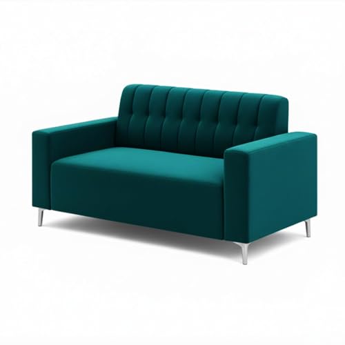 Image of SOCOZI Antonia 5 Seater Sofa Set with Ottoman | Soft Velvet Suede Fabric | Modern Design | Plush Comfort Cushions for Living Room (Greenish Teal)