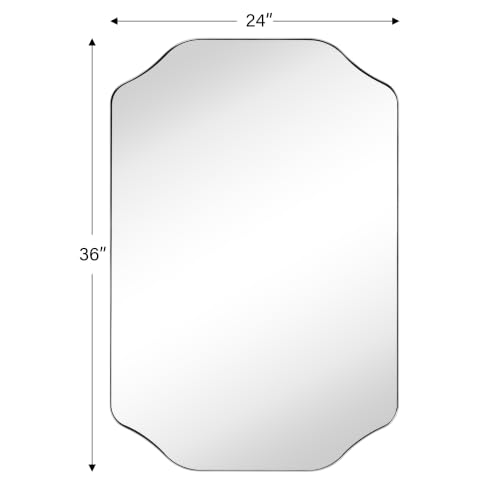 Image of TEHOME Polished Nickel Scalloped Bathroom Mirror, 24x36'' Polished Nickel Asymmetrical Bathroom Vanity Mirror for Wall