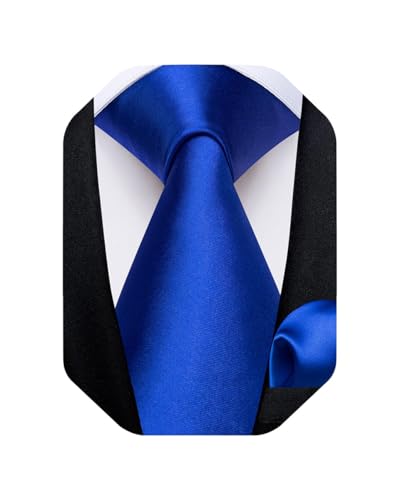 Image of DiBanGu Mens Solid Color Tie and Pocket Square Set Woven Silk Plain Necktie & Handkerchief for Men Wedding Party Formal