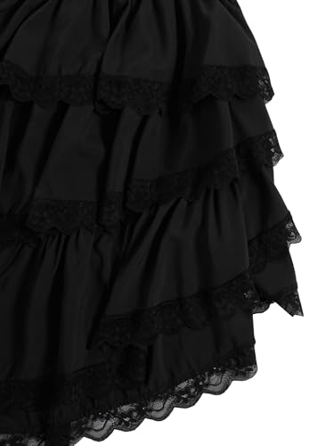 Verdusa Women's Cowgirl Western Boho Skirt Lace Ruffle Flowy Country Asymmetrical Lace Tiered Layered Skirts4