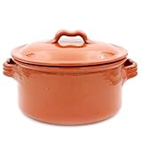 Ceramica Edgar Picas Handmade Traditional Portuguese Pottery Clay Terracotta Cazuela Cooking Pot With Lid (N.2 (7.25"" Diameter)), Brown