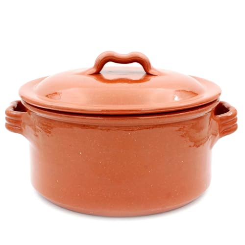 Ceramica Edgar Picas Handmade Traditional Portuguese Pottery Clay Terracotta Cazuela Cooking Pot With Lid (N.2 (7.25