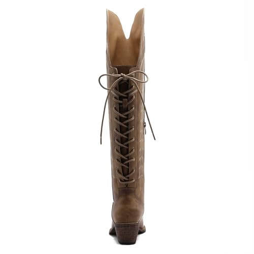 Image of GLOBALWIN Women's Cowboy Western Fashion Over The Knee Thigh High Cowgirl Boots Low Heel