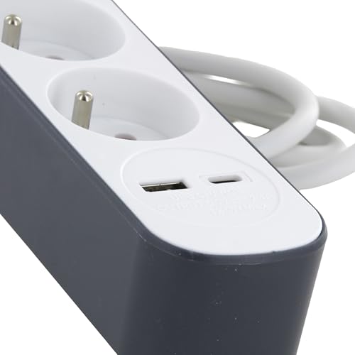 CHACON Bloc multiprise 5 prises avec 2 ports USB et câble 1 5 HO5VV F 3x1 5 mm² et Lot de 2 - vue 7