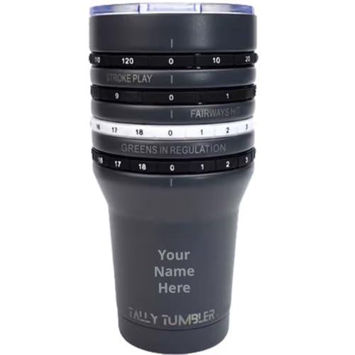 Custom Golf Tally Tumbler – Laser Engraved, 30 Oz Stainless Steel, Add Image, Logo, Or Text (Fairway Steel)