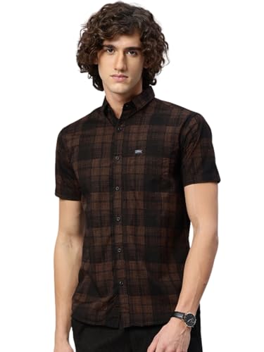 Image of Majestic Man Slim Fit Short Sleeve Checked Pure Cotton Casual Shirt
