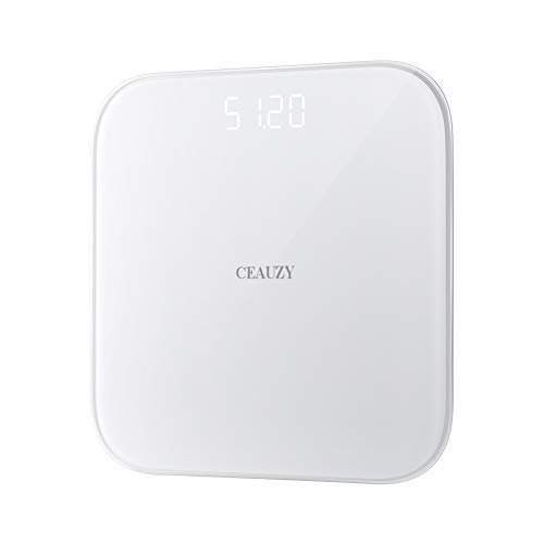 CEAUZY Weight Scale, Precision Digital Body Bathroom Scale, Brushing Finish, 6mm Tempered Right Angle Glass Easy Read Backlit LCD Display