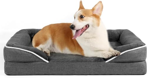 DogBaby Cama para Perros, Cama Ortopédica de Espuma de Huevo con Soporte Extra para Cabeza y Cuello, con Funda Lavable con Cremallera y Base Antideslizante,...