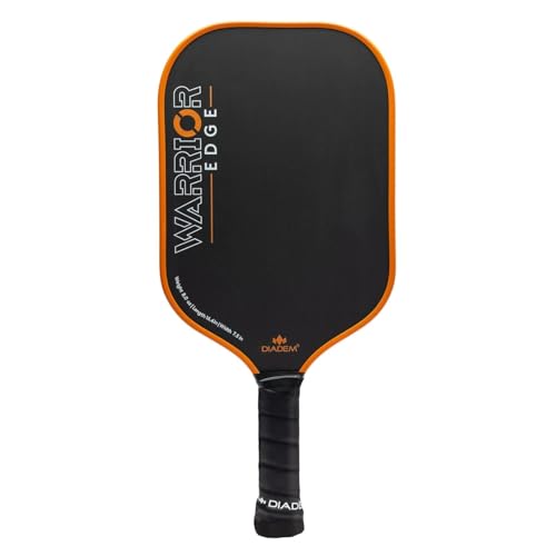 Diadem Warrior Edge Pickleball Paddle | Etched Carbon Face for Max Spin 16mm Aero Guard Comfort Max Grip 16mm Honeycomb Core Midweight 8oz | Indoor/Outdoor | USAPA Approved Orange