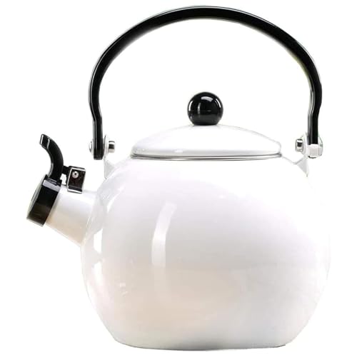 Bouilloire pour cuisinière à gaz et induction en émail blanc