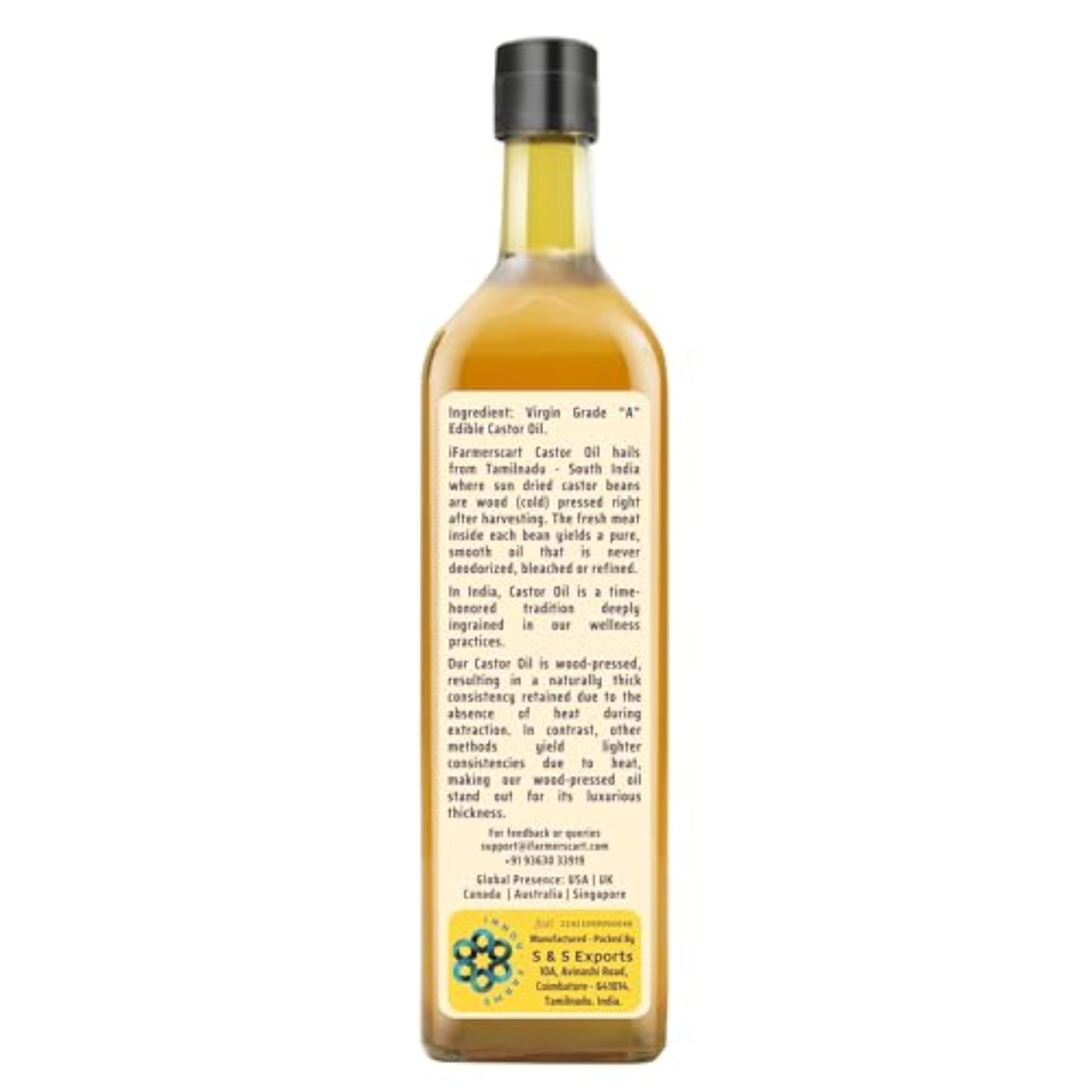 Wood Pressed Castor Oil, Pure & Edible Grade
