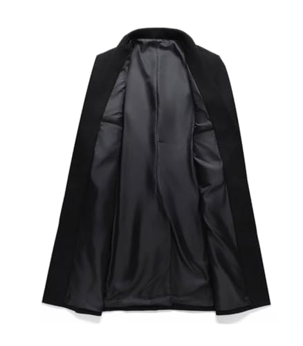 Image of FTIMILD Mens Wool Blend Long Trench Coat Notch Lapel Single Breasted Overcoat with Pockets