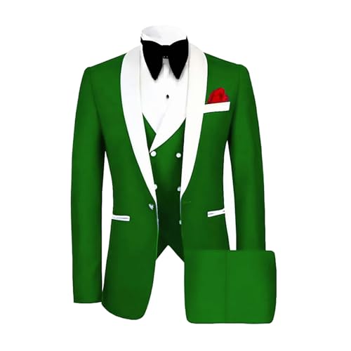 Men Classic Tuxedo 3 Pieces Blazers Vest Pants Fitted Jacket One Button Shawl Lapel Wedding Prom Set Khaki