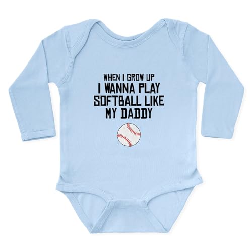CafePress Softball Like My Daddy Body Suit Cute Long Sleeve Infant Baby Bodysuit Romper - Main Image