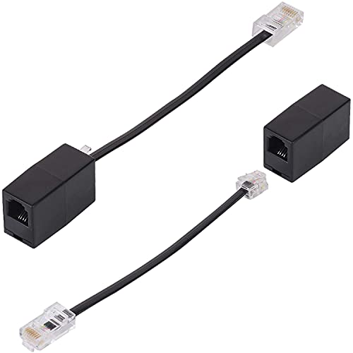 RJ11 RJ45 Adapter,Vcall RJ11 Female to RJ45 Male Converter,RJ45 to RJ11 Coupler,Phone Cord Line RJ11 6P4C to Ethernet RJ45 8P8C Adapter Converter Cable (2Pack,Black)