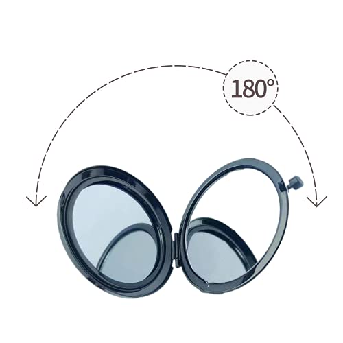 MIHAGUTY Magnifying Compact Mirror for Purses with 2 x 1x Magnification, Folding Mini Pocket Double Sided Travel Makeup Mirror,Perfect for Purse, Pocket Mirror for Gift (Black)