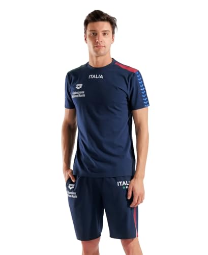 ARENA Maglia Nazionale Italia Nuoto Fin T Shirt Team Stripe Training Blu Taglia XXL