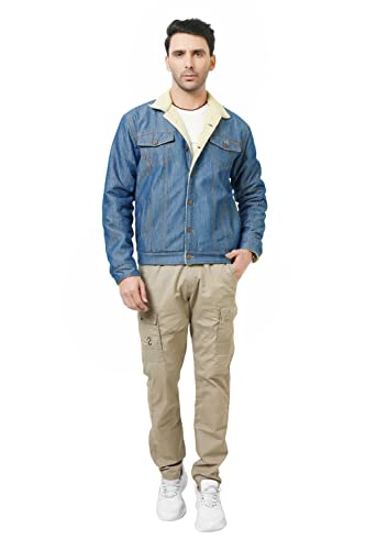 Image of Men's Winter Wear Sherpa Blue Denim Jacket