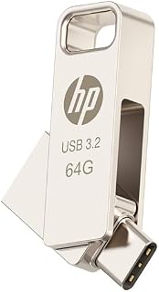 HP 886C 64GB OTG Flash Drive 3.2 Gold/Metallic Swivel Design/Durable Metal Material
