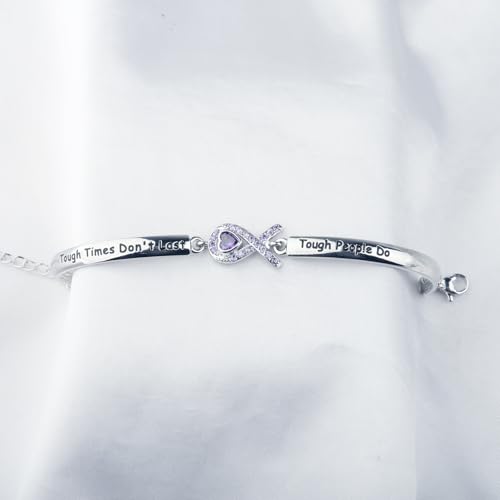 CENWA Purple Ribbon Bracelet Tough Times Don’t Last Tough People Do Bracelet Awareness Gift Cancer Support Jewelry4