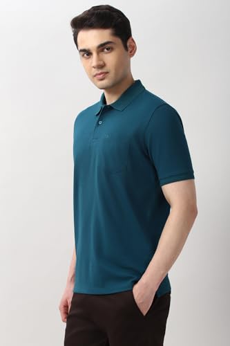 Image of Peter England Men's Cotton Maze Geometric Print Polo T-Shirt - Casual Wear | Modern & Stylish