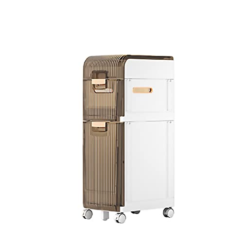 Armario de almacenamiento delgado de plástico con ruedas de bloqueo, torre de almacenamiento lateral impermeable para baño pequeño, cocina, lavandería, diseño de ahorro de espacio con cajones
